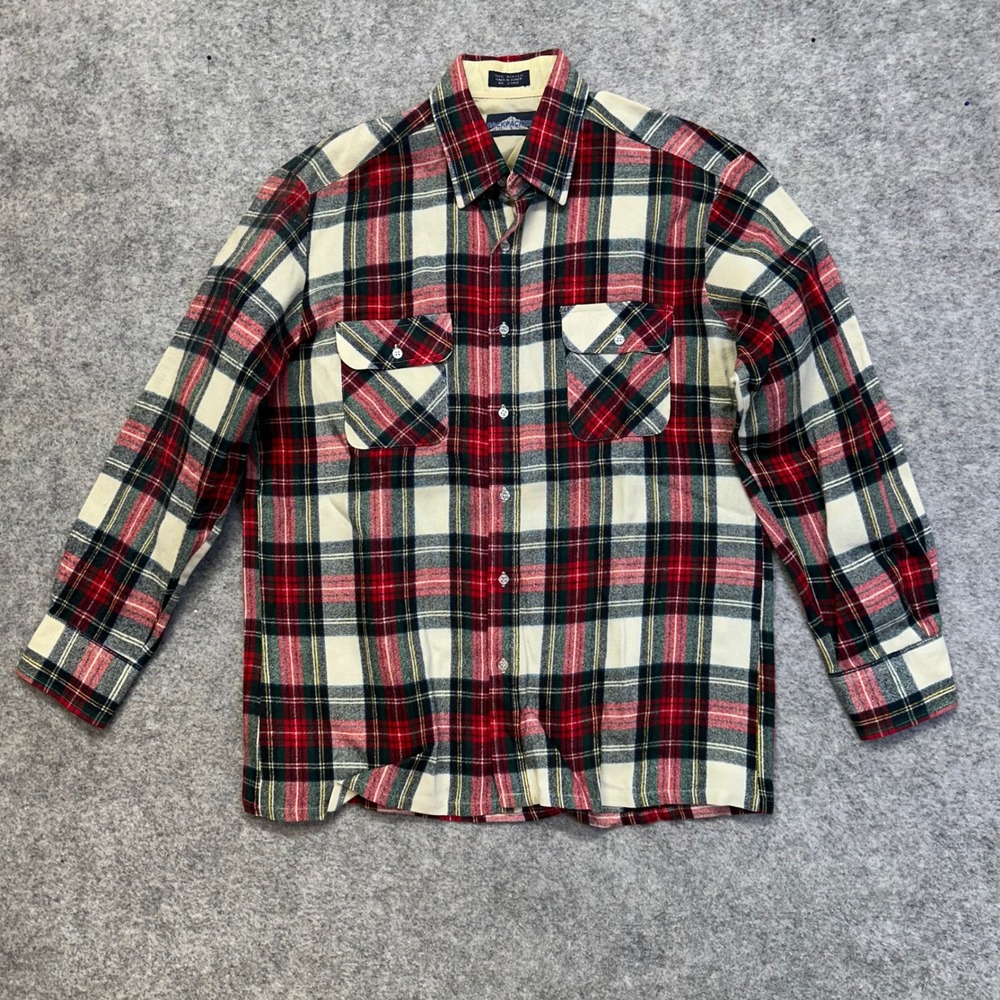 Vintage Backpacker Plaid Flannel Shirt Men Medium Red Green 70s/80s Long Sleeve